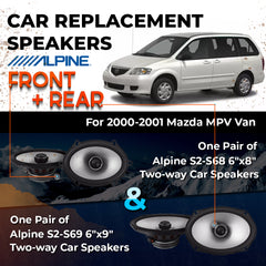 Car Speaker Replacement fits 2000-2001 for Mazda MPV Van