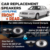 Car Speaker Replacement fits 2003-2010 for Mercury Grand Marquis