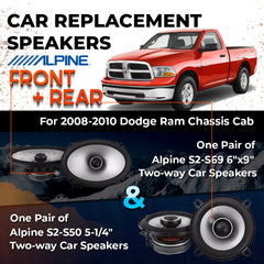 Car Speaker Replacement fits 2008-2010 for Dodge Ram Chassis Cab