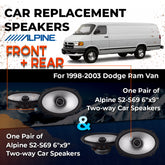 Car Speaker Replacement fits 1998-2003 for Dodge Ram Van