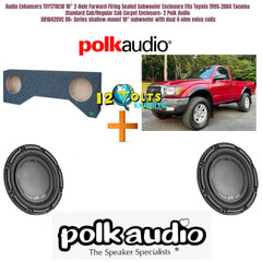 Audio Enhancers TOY170C10 10" 2-Hole Forward-Firing Sealed Subwoofer Enclosure Fits Toyota 1995-2004 Tacoma Standard Cab/Regular Cab Carpet Enclosure+ 2 Polk Audio DB1042DVC DB+ Series shallow-mount 10" subwoofer with dual 4-ohm voice coils