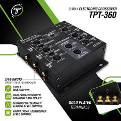 Timpano Audio TPT-360 3 Way Electronic Crossover 6 Channels with Subwoofer Equalizer and Boost Level Control