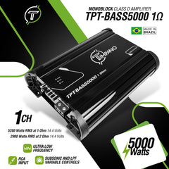 Timpano Audio TPT-BASS5000 1 Ohm 5000 Watts Car Audio Bass Amplifier 12 volts Monoblock Class D Car Amp