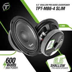 Timpano Audio TPT-MB6-4 SLIM 6.5" Shallow Car Audio Midbass Loudspeaker 4 Ohm
