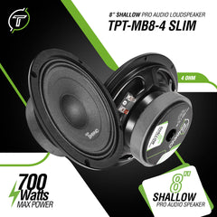 Timpano Audio TPT-MB8-4 SLIM 8" Shallow Car Audio Midbass Loudspeaker 4 Ohm