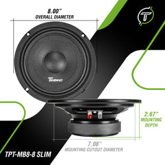 Timpano Audio TPT-MB8-8 SLIM 8" Shallow PRO Audio Midbass Loudspeaker 8 Ohm