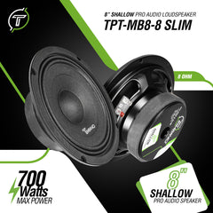 Timpano Audio TPT-MB8-8 SLIM 8" Shallow PRO Audio Midbass Loudspeaker 8 Ohm