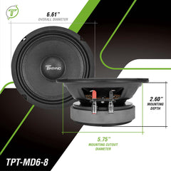 Timpano Audio TPT-MD6-8 PRO 6.5" Midrange 600 Watts PRO Audio Loudspeaker 8 Ohm Car Audio Premium Sound System Speaker