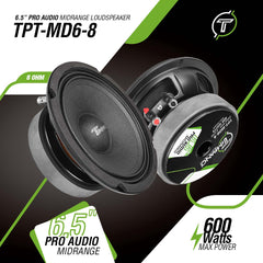 Timpano Audio TPT-MD6-8 PRO 6.5" Midrange 600 Watts PRO Audio Loudspeaker 8 Ohm Car Audio Premium Sound System Speaker