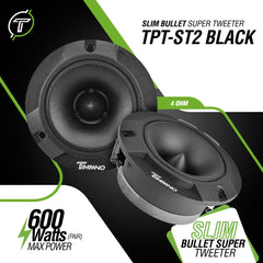 Timpano Audio TPT-ST2 BLACK 3.85" Car Audio Bullet Tweeters 600 Watts 4 Ohm Pair