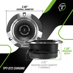 Timpano Audio TPT-ST2 CHROME 3.85" Car Audio Bullet Tweeters 600 Watts 4 Ohm Pair