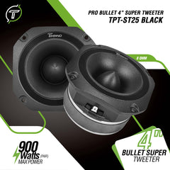 Timpano Audio TPT-ST25 BLACK 4" PRO Audio Super Tweeters 900 Watts 8 Ohm Pair
