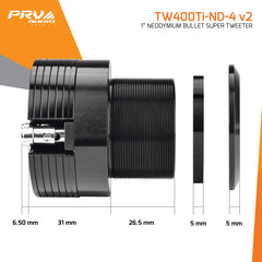 PRV Audio TW400Ti-Nd-4 v2 1" Exit Neodymium Bullet Tweeter