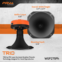 PRV Audio WGP275Ph 1" Exit Phenolic Compression Driver + Horn - Combo
