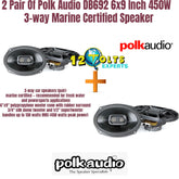 2 Pair Of Polk Audio DB692 DB+ 6x9-inch (DB 692) 900W Peak (300W RMS) 6"x9" DB+ Series 3-way Car & Marine Coaxial Speakers