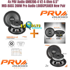 4 x PRV Audio 6MB200-4 V2 4-Ohm 6.5" MID-BASS 200W Pro Audio LOUDSPEAKER New Pair