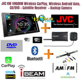 JVC KW-V960BW Wireless CarPlay, Wireless Android Auto, CD/DVD + Satellite Receiver SXV300V1 + Backup Camera TE-2MPIR