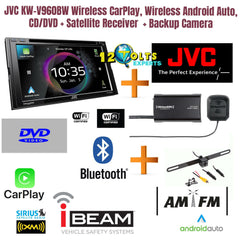 JVC KW-V960BW Wireless CarPlay, Wireless Android Auto, CD/DVD + Satellite Receiver SXV300V1 + Backup Camera TE-2MPIR