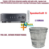 Yamaha A-S301 Stereo integrated amplifier with built-in DAC + Speaker Craft PS6SI PRO Weathered Concrete 6-inch 2 way High Performance Planter Loudspeaker