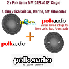 2 x Polk Audio MM1242SVC 12" Single 4 Ohm Voice Coil Car, Marine, ATV Subwoofer