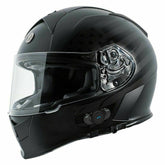 Torc T14B Bluetooth Integrated Mako Full Face Helmet with Flag Graphic (Flat Black, X-Small)