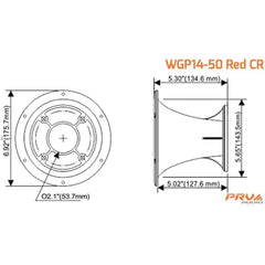 PRV AUDIO 2 Inch Exit Horn Waveguide WGP14-50 RED CR Bolt On Compression Drivers