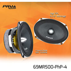 4 x PRV Audio 69MR500-PhP-4 Midrange Car Audio Speakers 4 Ohms 6x9 PRO 500W