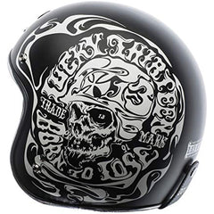 TORC T50 Route 66 Smoke Skull Lucky 13 Open Face Helmet (Flat Black, Small)