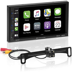 BOSS Audio Systems Elite BE7ACP-C Car Multimedia Player with Apple CarPlay Android Auto - 7 Inch Capacitive Touchscreen, Double Din, Bluetooth, No CD/DVD, USB, SD, AV In, AM/FM, Backup Camera Included