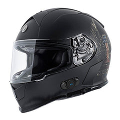 TORC Unisex-Adult Full-face Style T14B Bluetooth Helmet Lucky 13 (X-Small) T14B15WS21 (Flat Black Wings