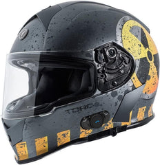 TORC T14B Bluetooth Integrated Mako Nuke Full Face Helmet (Flat Grey, Medium)
