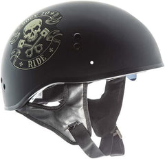 TORC Flat Black Born to Ride T5515BTR26 Motorcycle Half Helmet Graphic ,Drop-Down Sun Visor, XX-L
