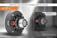 2x PRV Audio D270Ph-S 1" Phenolic Driver 150 Watts 8Ω + 2x WG11-25 Black Horns