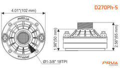 2x PRV Audio D270Ph-S 1" Phenolic Driver 150 Watts 8Ω + 2x WG11-25 Black Horns