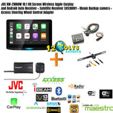 JVC KW-Z1000W 10.1 HD Screen Wireless Apple Carplay and Android Auto Receiver + Satellite Receiver SXV300V1 + iBeam Backup camera + Axxess Steering Wheel Control Adapter
