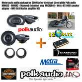 Motorcycle audio package for 2009 Harley davidson Street glide Polk audio MM652 + MM692 + Diamond 4 channel amp MICRO84U + Metra 82-9601 speaker adapter + MPS-AK4 Marine amplifier Kit