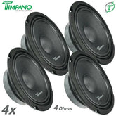 4x Timpano Shallow Mount 6.5" PRO Audio Speakers TPT-MB6 SLIM 4 Ohms 800 Watts