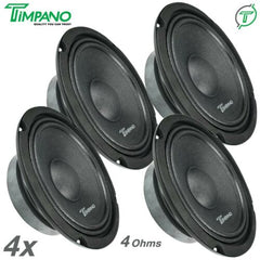 4x Timpano Shallow Mount 6.5" PRO Audio Speakers TPT-MB6 SLIM 4 Ohms 800 Watts
