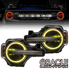 Oracle Lighting 1468-334 - 2021-2024 Ford Bronco ColorSHIFT RGB+W Headlight Halo Upgrade Kit - ColorSHIFT - w/No Controller