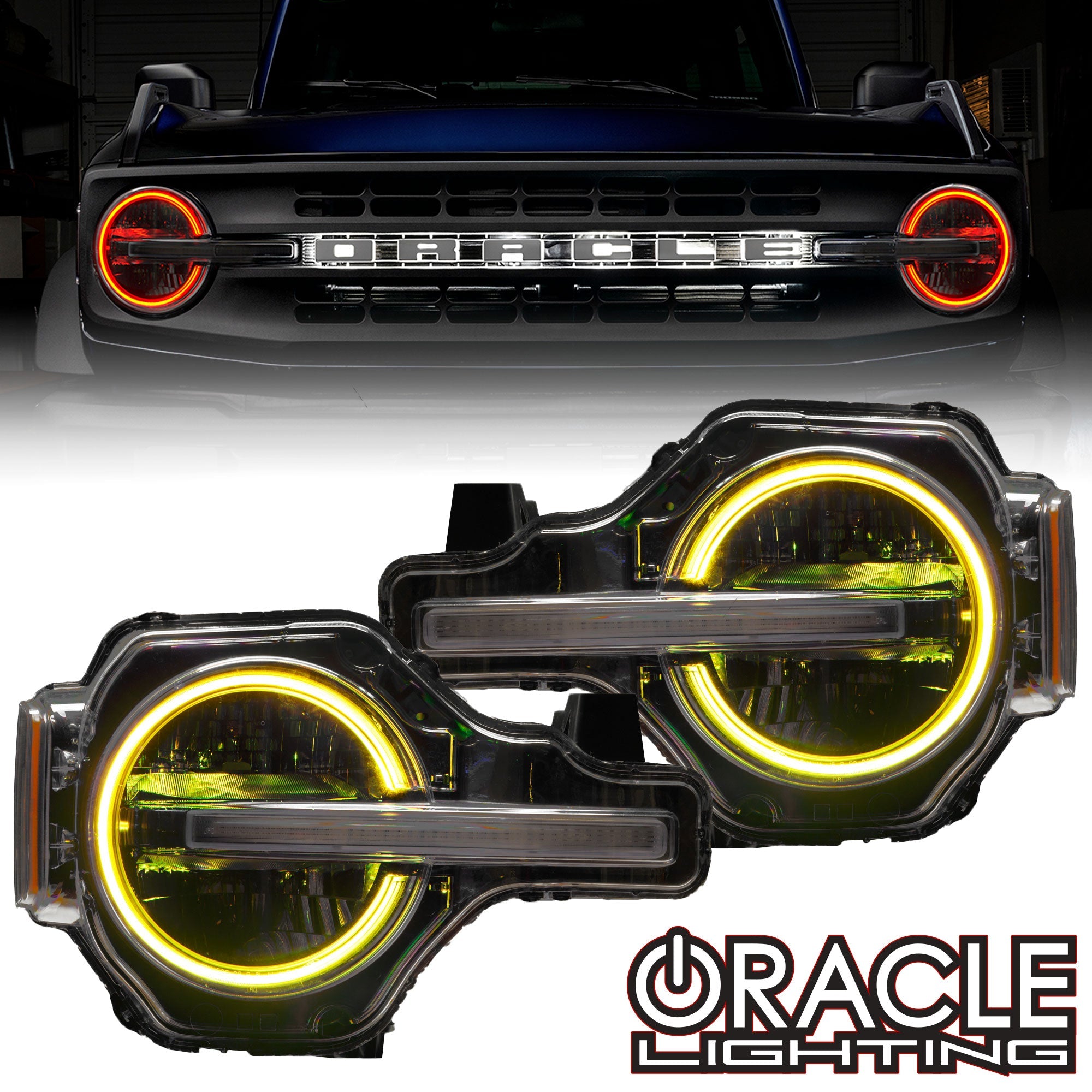 Oracle Lighting 1468-504 - 2021-2024 Ford Bronco ColorSHIFT RGB+W Headlight Halo Upgrade Kit - ColorSHIFT - w/Simple Controller