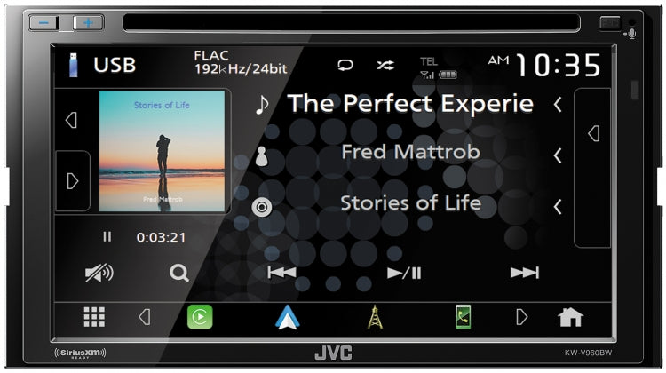 JVC KW-V960BW Multimedia Receiver Featuring 6.8" Clear Resistive Touch Monitor