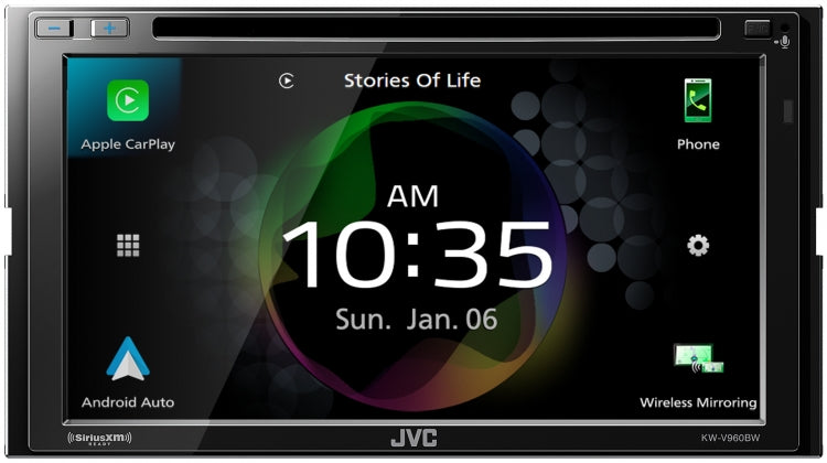 JVC KW-V960BW Multimedia Receiver Featuring 6.8" Clear Resistive Touch Monitor