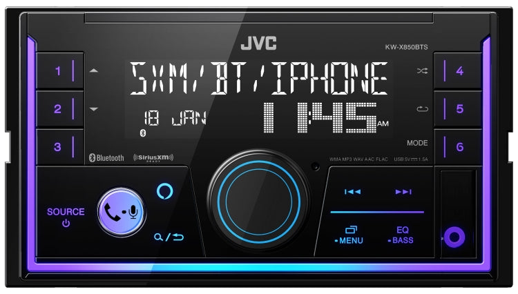 JVC KW-X850BTS 2-DIN Digital Media Receiver featuring BT/USB/SiriusXM Amazon Alexa/13-Band EQ/Variable-Color Illumination/JVC Remote App