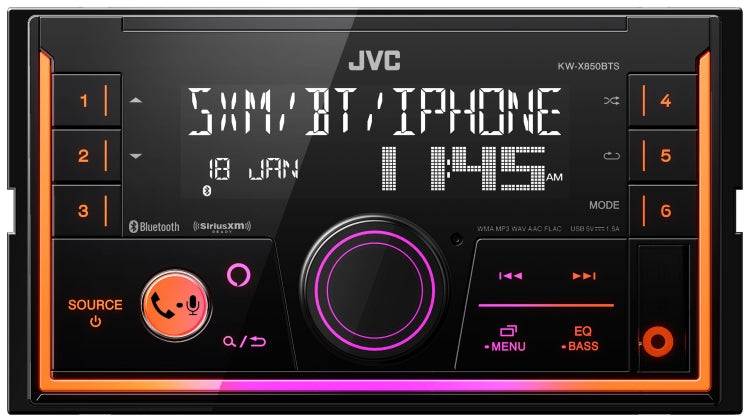 JVC KW-X850BTS 2-DIN Digital Media Receiver featuring BT/USB/SiriusXM Amazon Alexa/13-Band EQ/Variable-Color Illumination/JVC Remote App