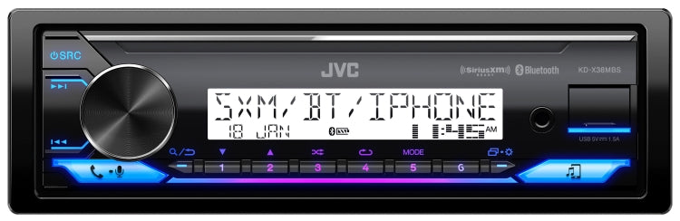 JVC KD-X38MBS KD-X38MBS 1-DIN Digital Media Receiver Bluetooth, USB, with Variable-Color Illumination