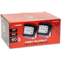 Heise - High Output Cube LED Lights 4 Inch 15 LED 2 Pack (HE-HCL1402PK)