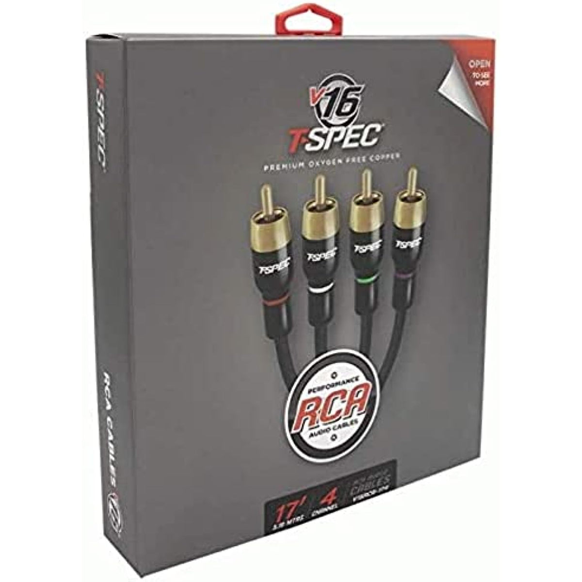 T-SPEC - V16 Series 4 Channel Rca Audio Cables - 17 Feet,V16 Series Audio Cables (V16RCA-174)