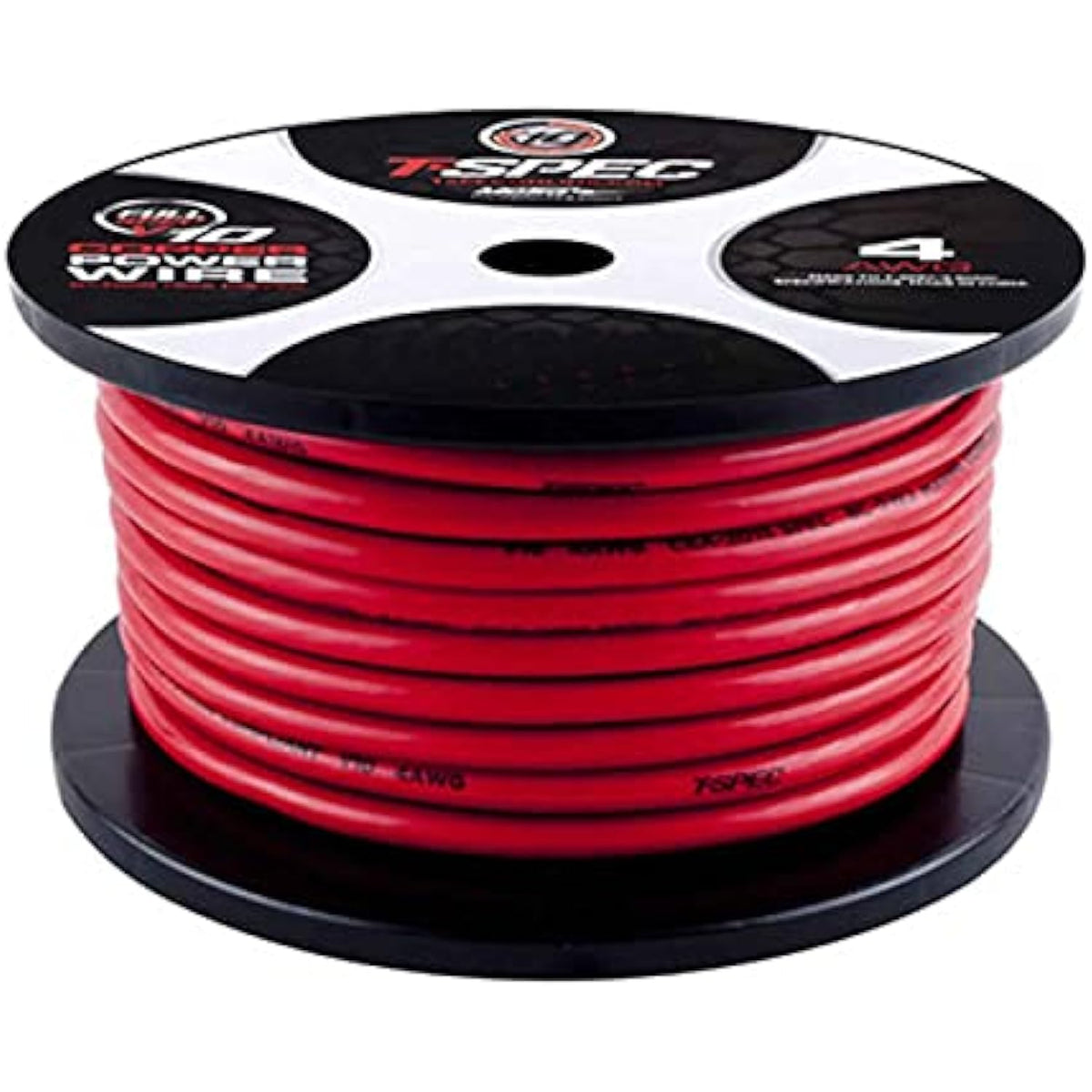 T-SPEC - 4 Awg 100Ft Matte Red Ofc Power Wire - V10 Series,Power Wire V10 Series (V10PW-4RD100)