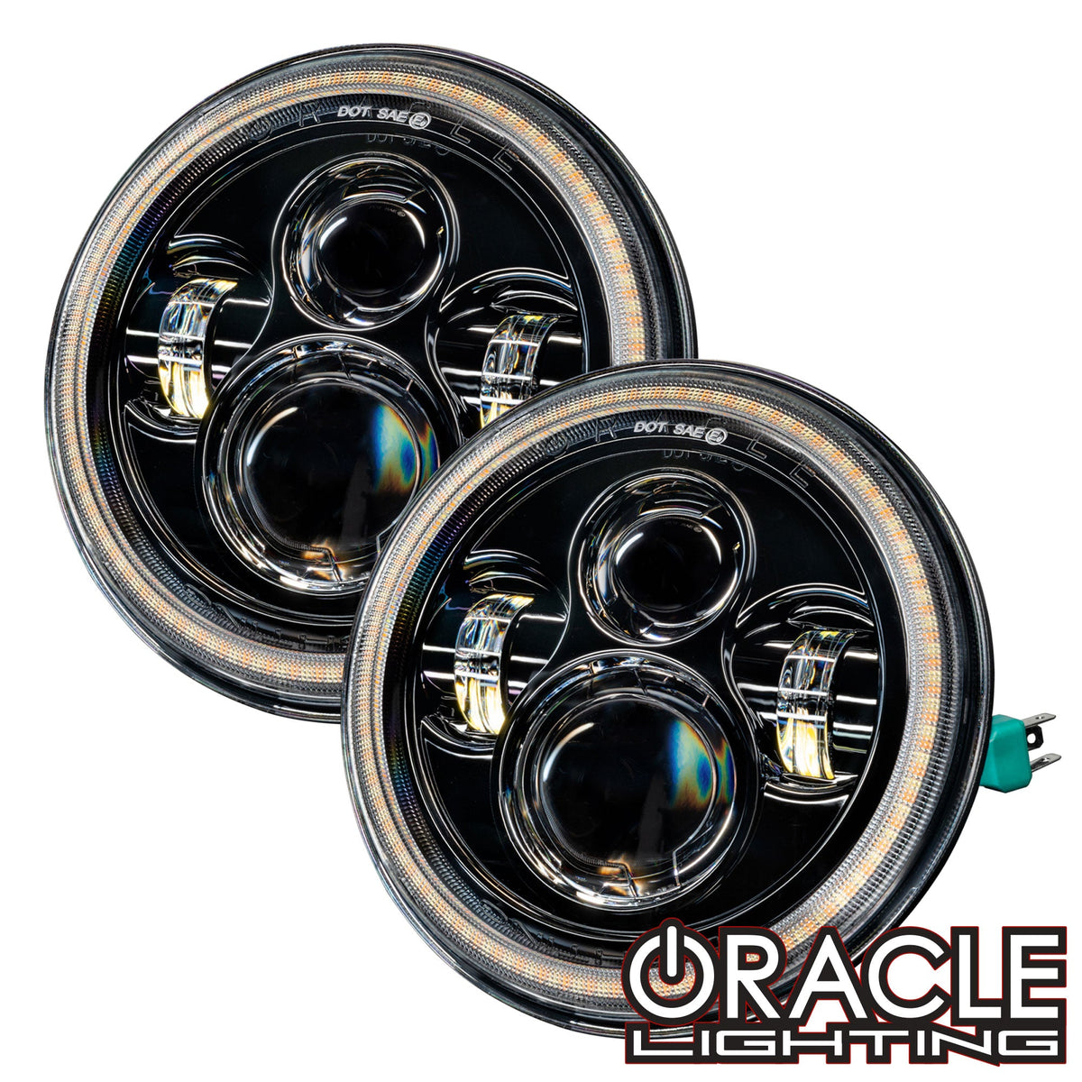 Oracle Lighting 5769-123 - 2007-2018 Jeep Wrangler JK Switchback LED Halo Headlights- DRL and Turn Signal -