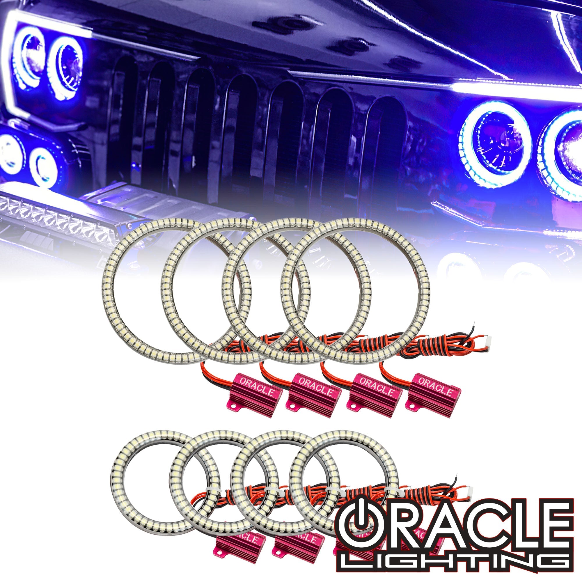 Oracle Lighting 5835-330 - Vector Series Grill LED Halo Kit - JK/JL/JT - ColorSHIFT - w/RF Controller